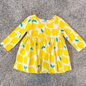 Hanna Andersson Yellow Lemon Pattern Dress, 3-6 months